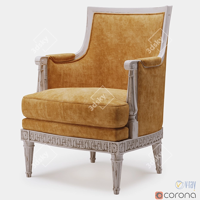 Regal Louis XVI Carved Chair 3D model image 1