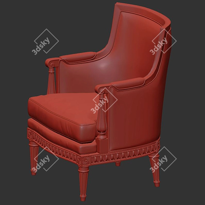 Regal Louis XVI Carved Chair 3D model image 4