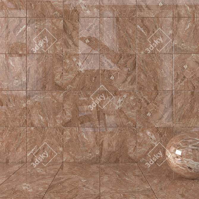 Elegant Bergama Brown Wall Tiles 3D model image 1