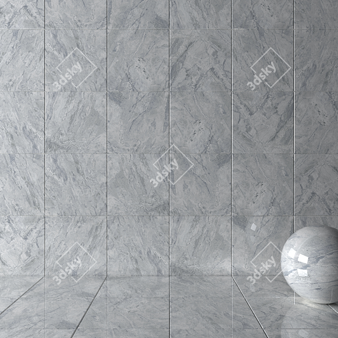 Title: Bergama Gray Wall Tiles - Modern & Versatile 3D model image 2