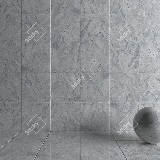 Title: Bergama Gray Wall Tiles - Modern & Versatile 3D model image 3