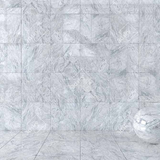 Bergama Gray Wall Tiles: Stylish & Durable 3D model image 1