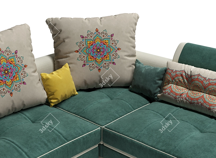 Modern U-Type Fabric Sofa: Luxury Redefined 3D model image 4