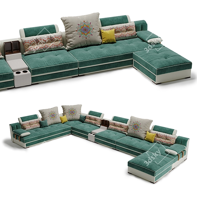 Modern U-Type Fabric Sofa: Luxury Redefined 3D model image 6