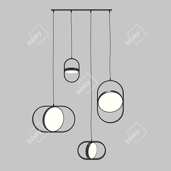 Modern Black Metal Pendant Chandelier 3D model image 1