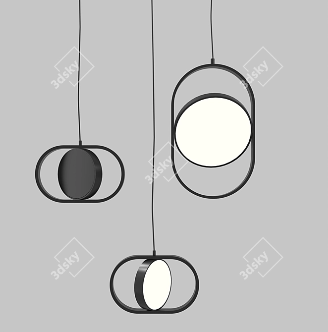 Modern Black Metal Pendant Chandelier 3D model image 4