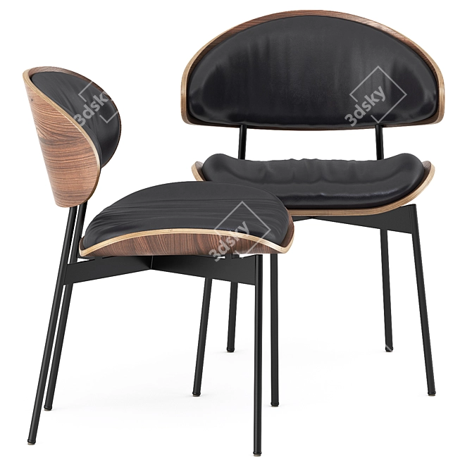 Sleek LUZ Leather Chair 3D model image 2