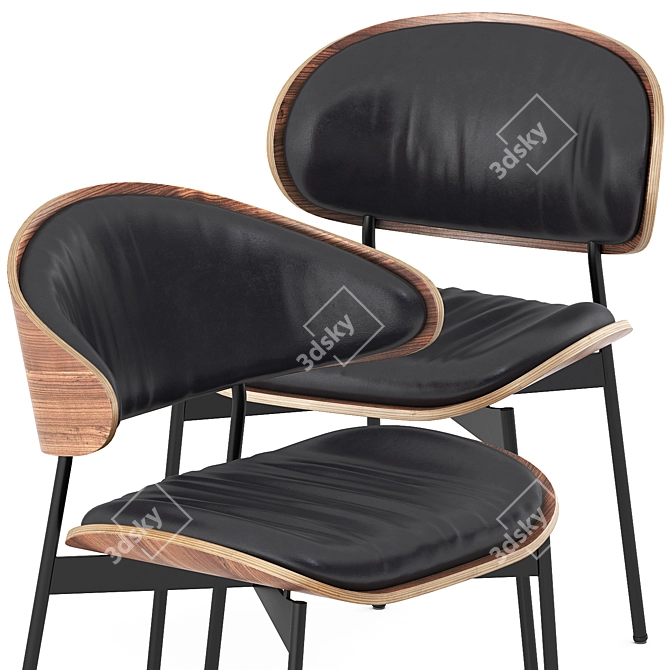 Sleek LUZ Leather Chair 3D model image 4