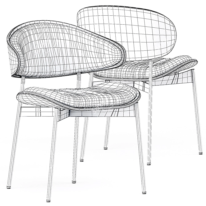 Sleek LUZ Leather Chair 3D model image 5