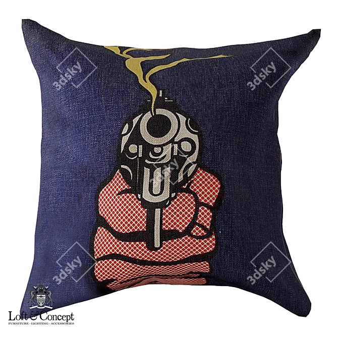 Comic-inspired Loft Decor Pillow 3D model image 1