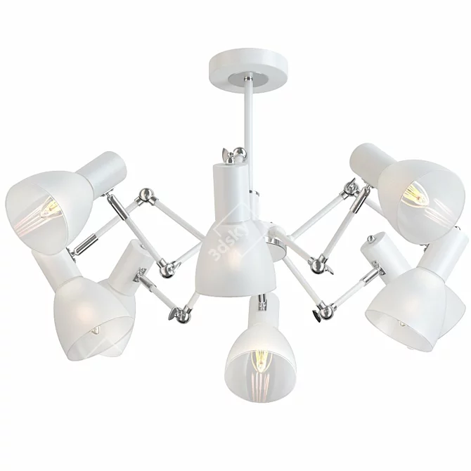 Modern White & Chrome 8-Light Chandelier 3D model image 2