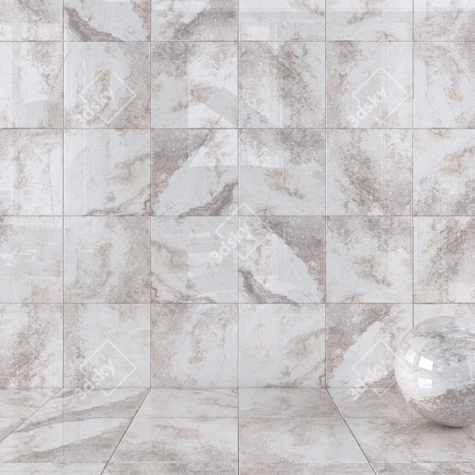 Bizantino Ivory Wall Tiles Set - High-Quality Multi-Texture Collection 3D model image 1