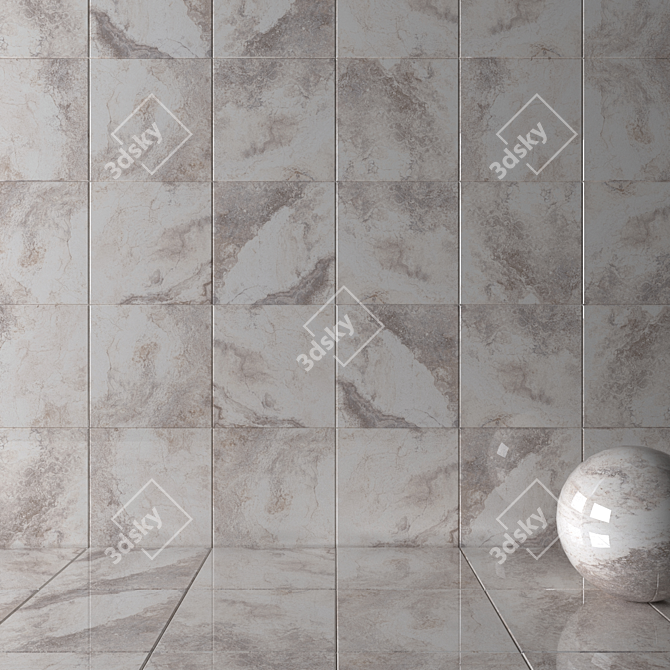 Bizantino Ivory Wall Tiles Set - High-Quality Multi-Texture Collection 3D model image 2