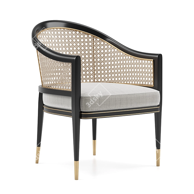 Grasse Chair: Rattan Elegance with Brass Accents 3D model image 2