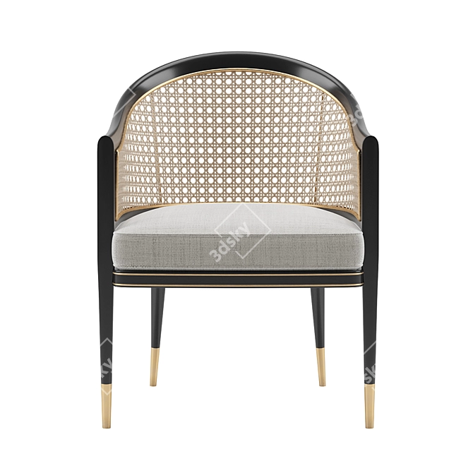 Grasse Chair: Rattan Elegance with Brass Accents 3D model image 3
