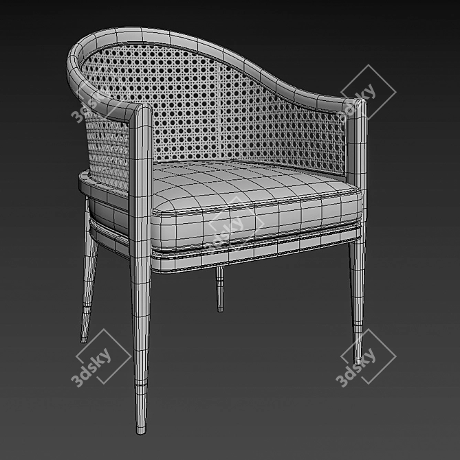 Grasse Chair: Rattan Elegance with Brass Accents 3D model image 4