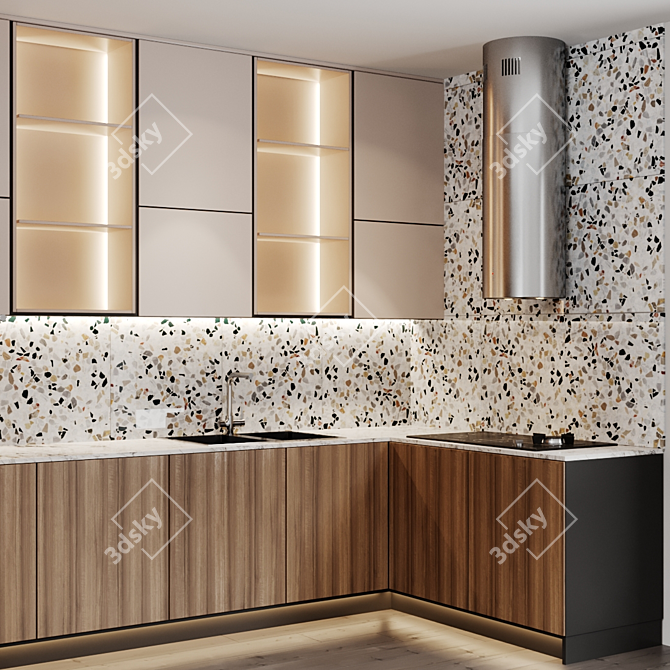 Modern Kitchen with Fulgor Milano Appliances 3D model image 2