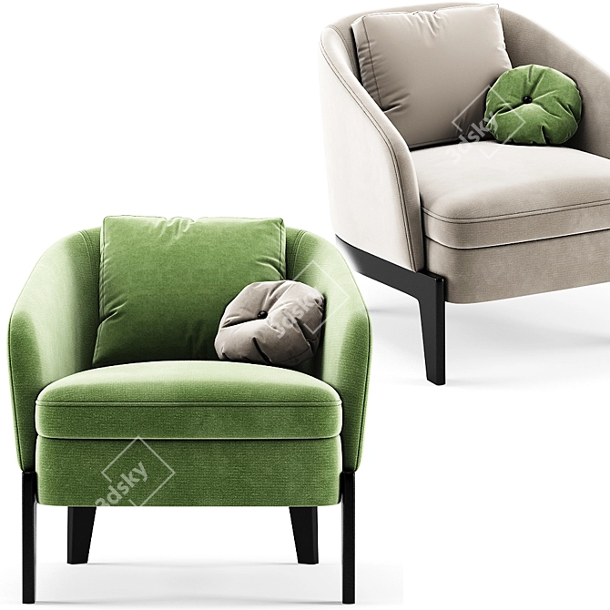 Luxury Comfort: Molteni & C Chelsea Armchair 3D model image 2