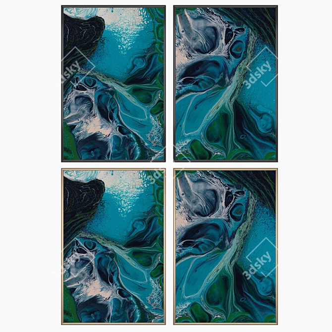 Versatile Set of 2 Wall Paintings with 4 Frame Options 3D model image 2