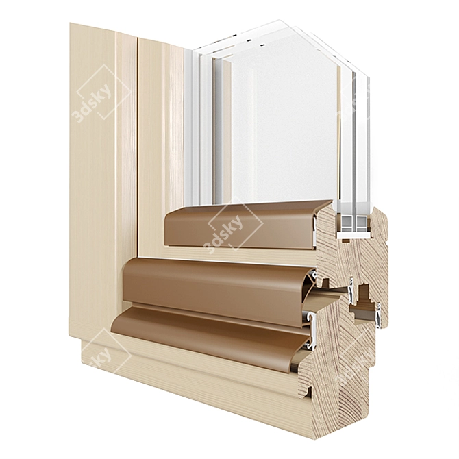 Elegant Wooden Window Exhibit 3D model image 1