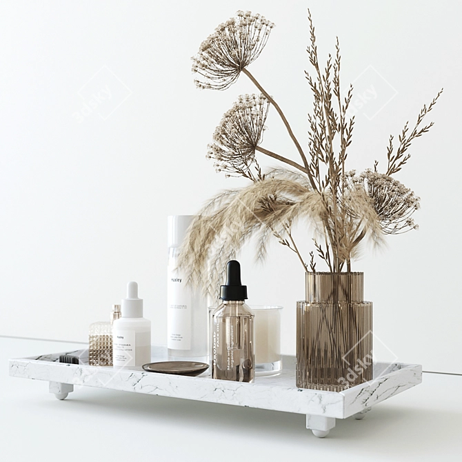 Elegant Heracleum Bathroom Set 3D model image 2
