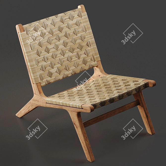 Havana Wicker Armless Chair - Elegant and Versatile 3D model image 2