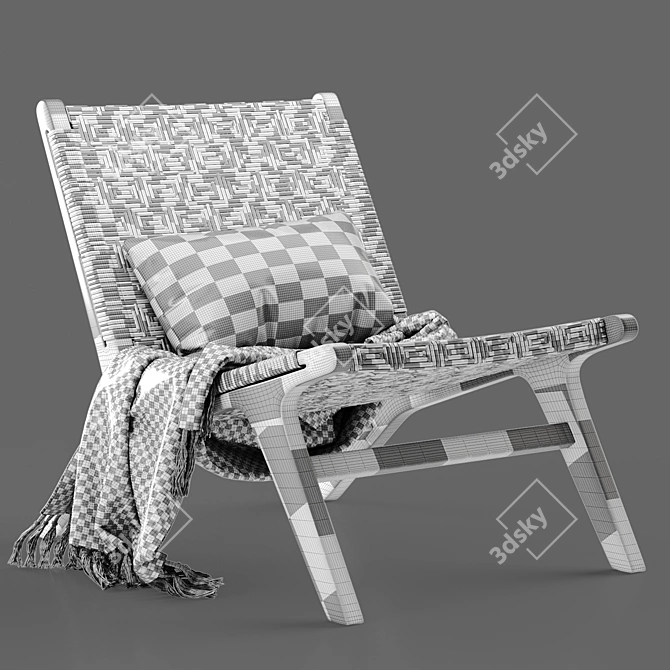 Havana Wicker Armless Chair - Elegant and Versatile 3D model image 5