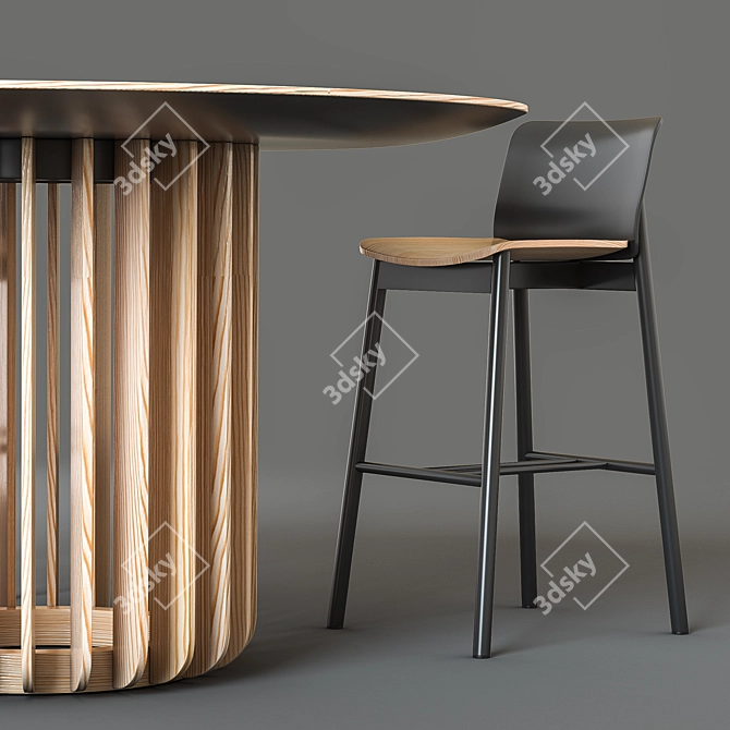 Modern Round Table & Chair Set 3D model image 2