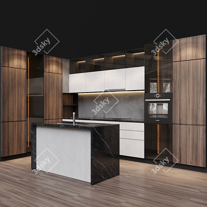 Modern Kitchen Island Set 3D model image 2