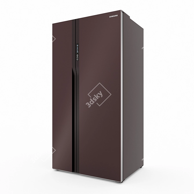 Samsung Glass Finish Side-by-Side Refrigerators 3D model image 11