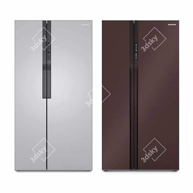 Samsung Glass Finish Side-by-Side Refrigerators 3D model image 15