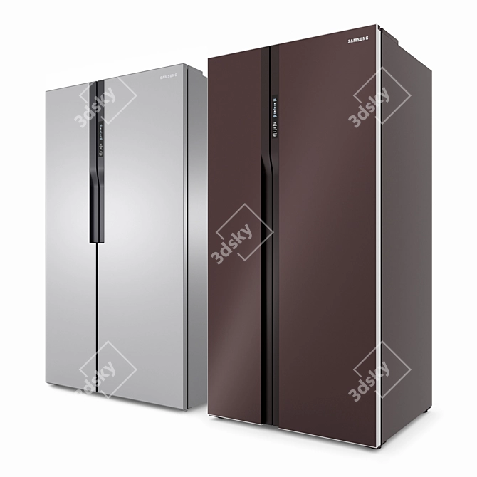 Samsung Glass Finish Side-by-Side Refrigerators 3D model image 37