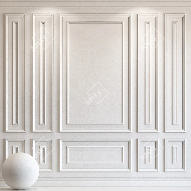 Elegant Plaster with Molding 3D model image 1