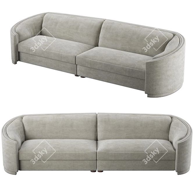 Renaissance-inspired Velvet Upholstered Wales II Sofa 3D model image 1