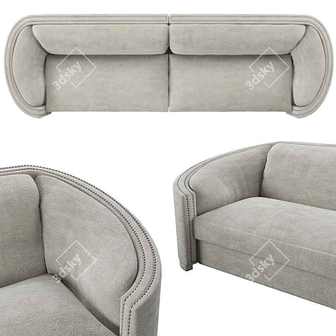 Renaissance-inspired Velvet Upholstered Wales II Sofa 3D model image 2