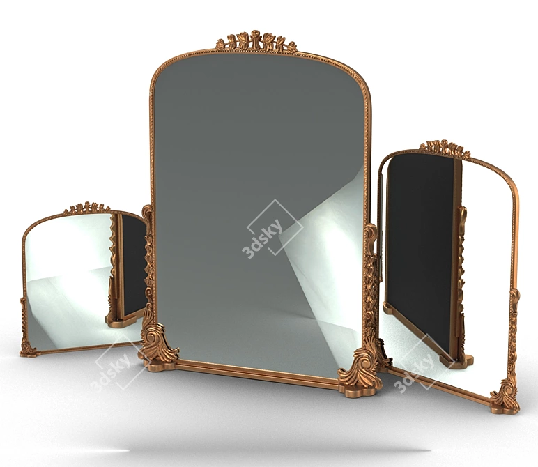 Elegant Primrose Reflective Mirror 3D model image 2