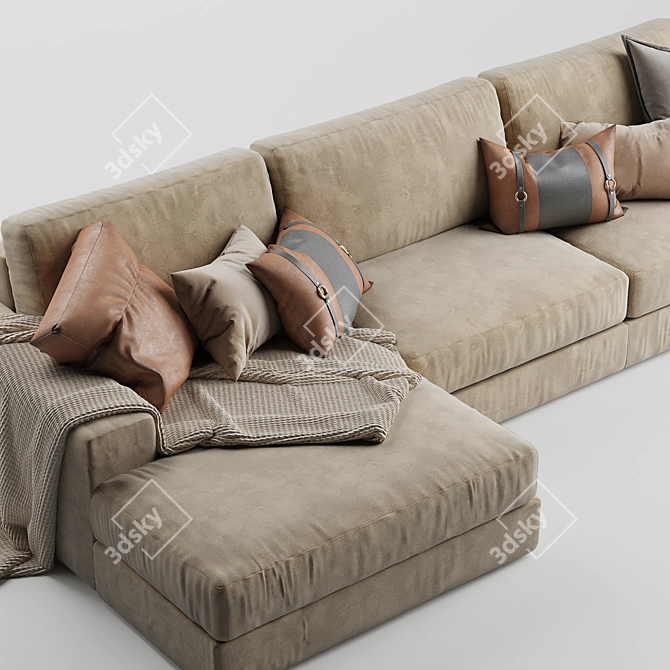Elegant Noelle Corner Sofa: Luxurious Comfort for Your Living Room 3D model image 2