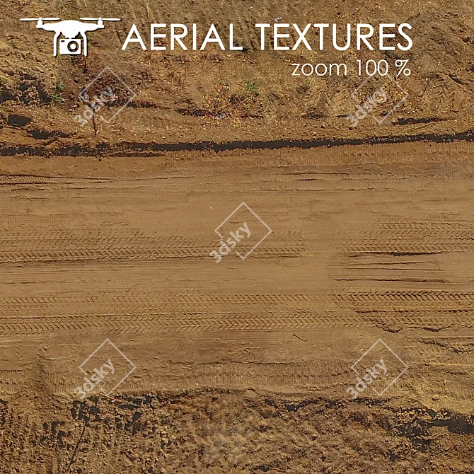 Seamless Aerial Dirt Road Texture 3D model image 4