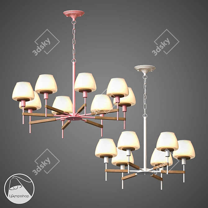 Macaron C Chandelier: Elegant Lighting Solution 3D model image 1