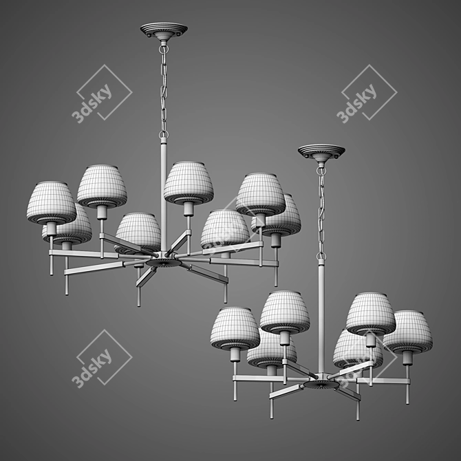 Macaron C Chandelier: Elegant Lighting Solution 3D model image 2