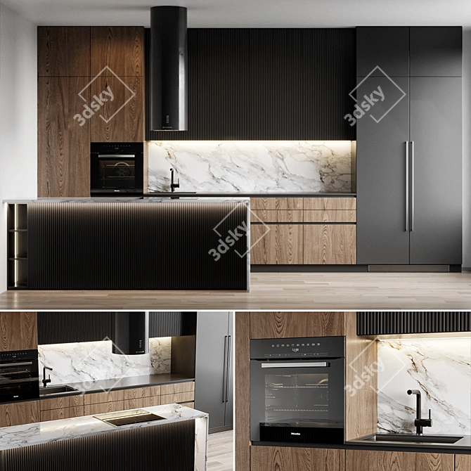 Sleek Kitchen Appliance Set 3D model image 1