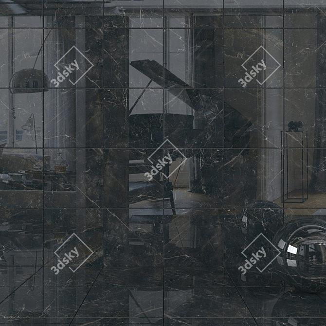 Carelia Black Wall Tiles: Multi-Texture Design 3D model image 1