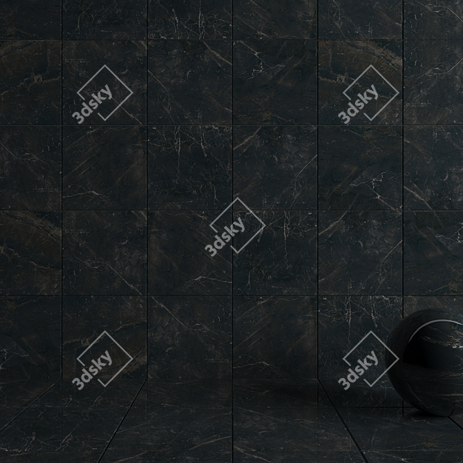 Carelia Black Wall Tiles: Multi-Texture Design 3D model image 3