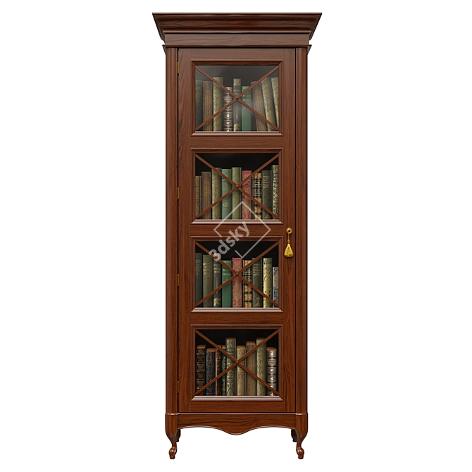 Solid Wood Wardrobe with Glass Doors 3D model image 1