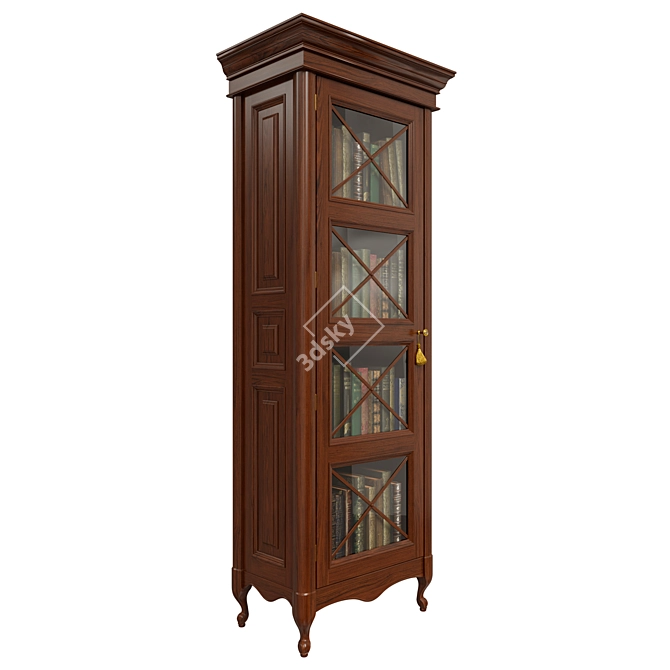 Solid Wood Wardrobe with Glass Doors 3D model image 2