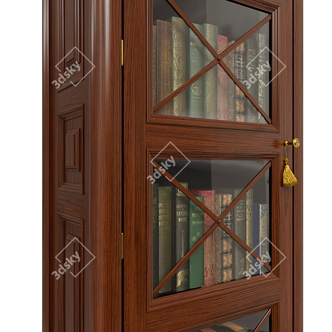 Solid Wood Wardrobe with Glass Doors 3D model image 3