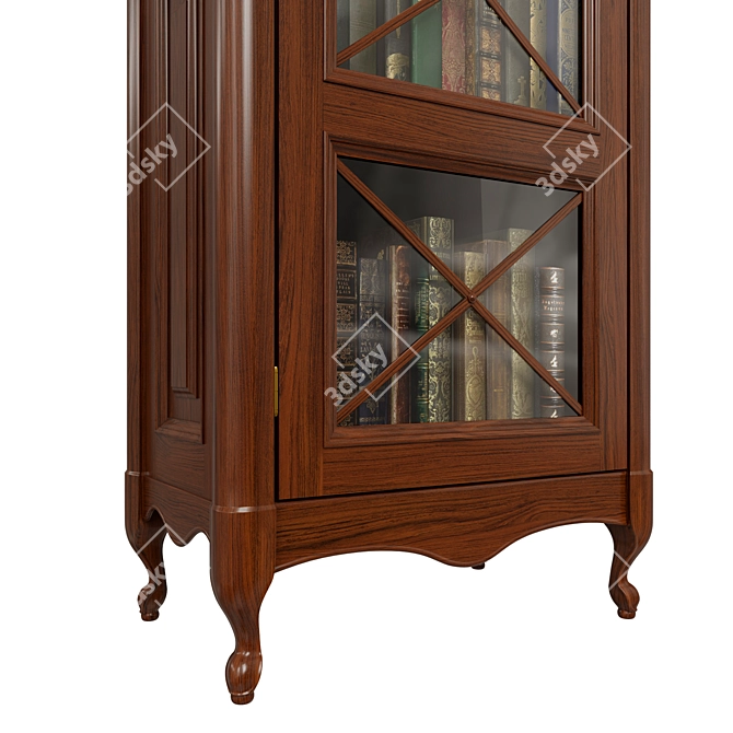 Solid Wood Wardrobe with Glass Doors 3D model image 4