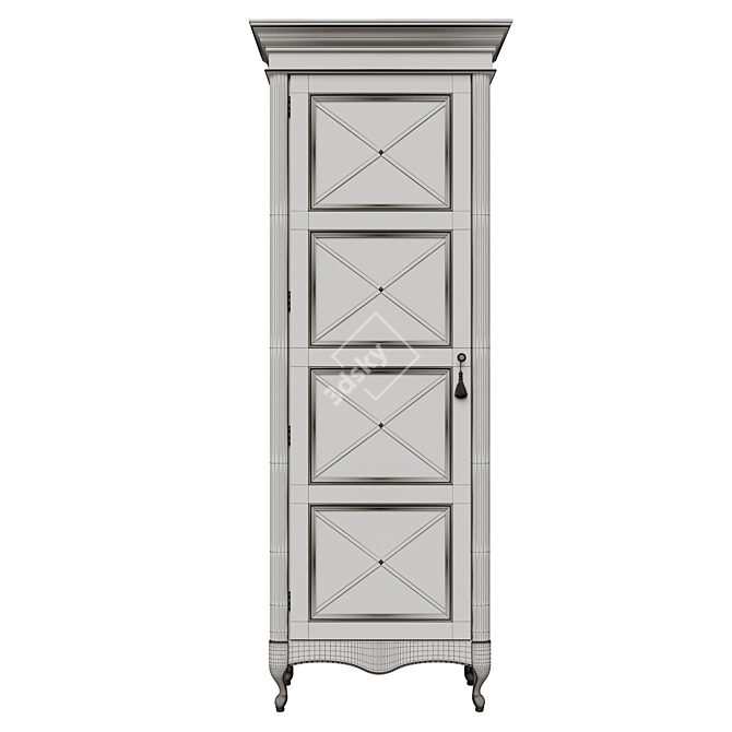 Solid Wood Wardrobe with Glass Doors 3D model image 5