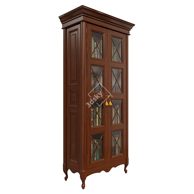 Classic Wood Wardrobe 3D model image 2