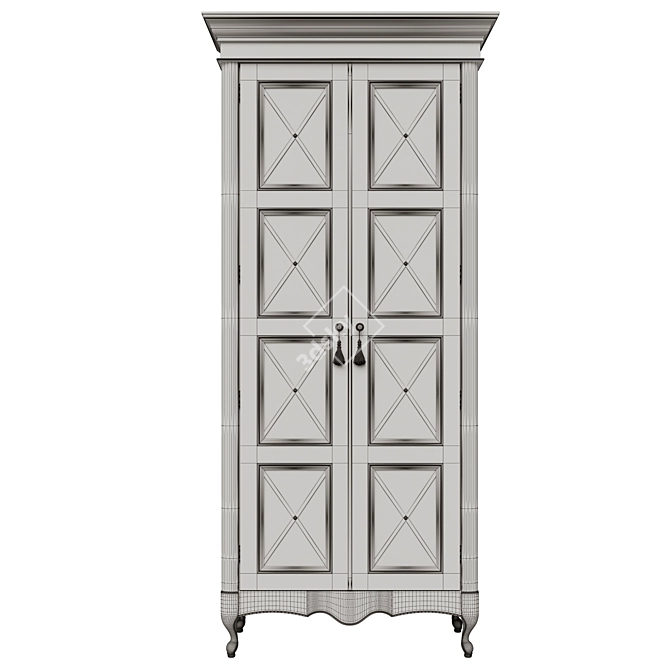 Classic Wood Wardrobe 3D model image 5